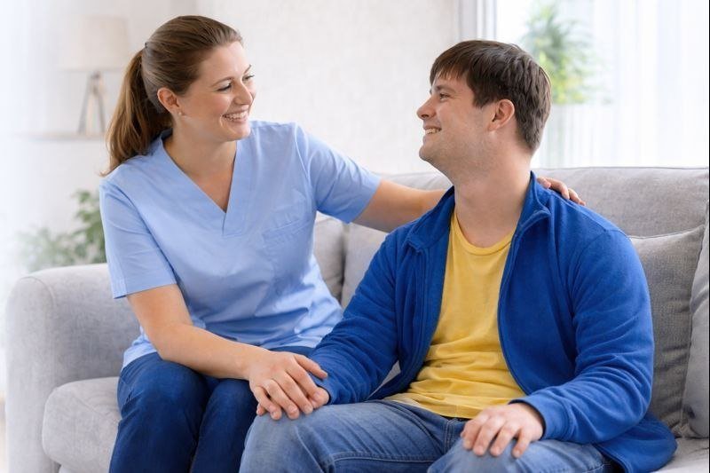 Carer supporting a client